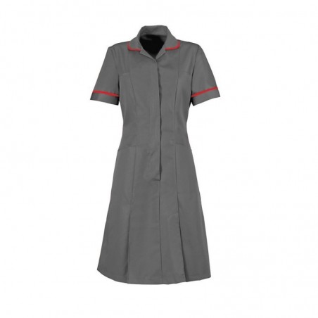 Zip Front Dress (Convoy Grey With Red Trim) - HP297