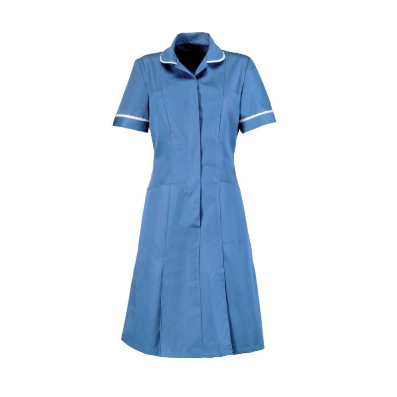 Zip Front Dress (Hospital Blue With White Trim) - HP297