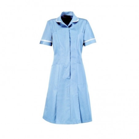 Zip Front Dress (Pale Blue With White Trim) - HP297