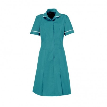 Zip Front Dress (Turquoise With White Trim) - HP297