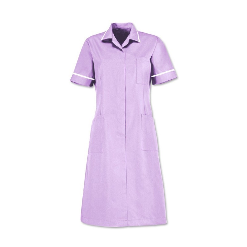 Zip front dress (Lilac With White Trim) D312