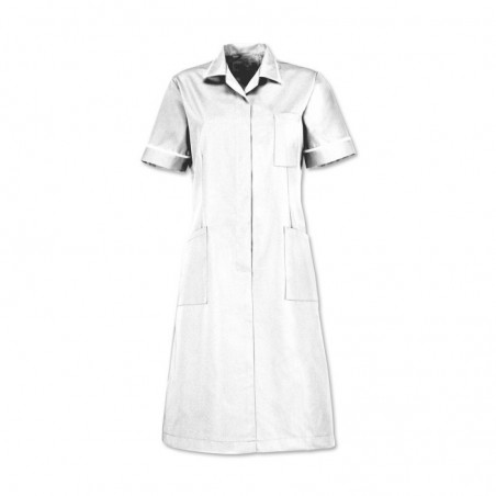 Zip front dress (White With White Trim) D312 Zip front dress (White With White Trim) D312