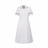 Zip Front Dress (White With Burgundy Trim) - HP370W