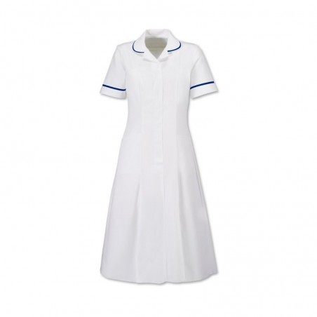 Zip Front Dress (White With Sailor Navy Trim) - HP370W