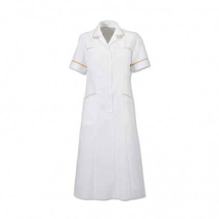 Trim Dress (White With Yellow Trim) H211W Trim Dress (White With Yellow Trim) H211W
