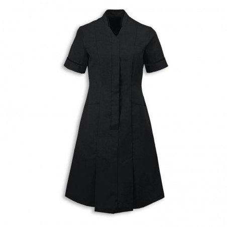 Mandarin Collar Dress (Black With Black Trim) - NF51 Mandarin Collar Dress (Black With Black Trim) - NF51