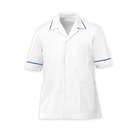 Men’s Tunic (White with Hospital Blue Trim) - G103 Men’s Tunic (White with Hospital Blue Trim) - G103