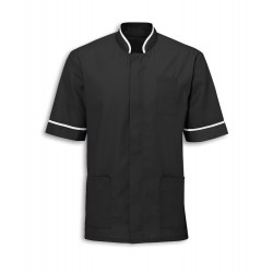 Men's Mandarin Collar Tunic (Black with White Trim) - NM7