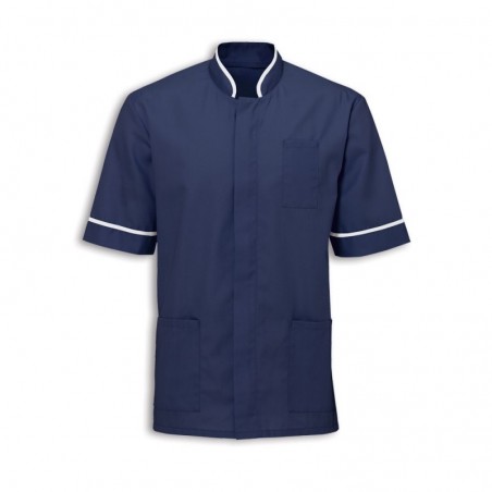 Men's Mandarin Collar Tunic (Navy with White Trim) - NM7 Men's Mandarin Collar Tunic (Navy with White Trim) - NM7