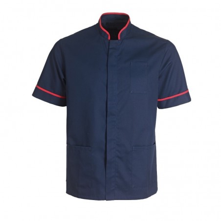 Men's Mandarin Collar Tunic (Navy with Red Trim) - NM7 Men's Mandarin Collar Tunic (Navy with Red Trim) - NM7