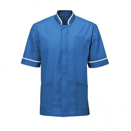 Men's Mandarin Collar Tunic (Hospital Blue with White Trim) - NM7 Men's Mandarin Collar Tunic (Hospital Blue with White Trim) - NM7