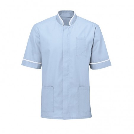 Men's Mandarin Collar Tunic (Pale Blue with White Trim) - NM7 Men's Mandarin Collar Tunic (Pale Blue with White Trim) - NM7