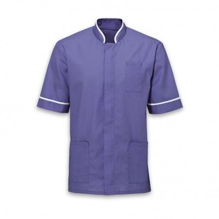Men's Mandarin Collar Tunic (Purple with White Trim) - NM7 Men's Mandarin Collar Tunic (Purple with White Trim) - NM7