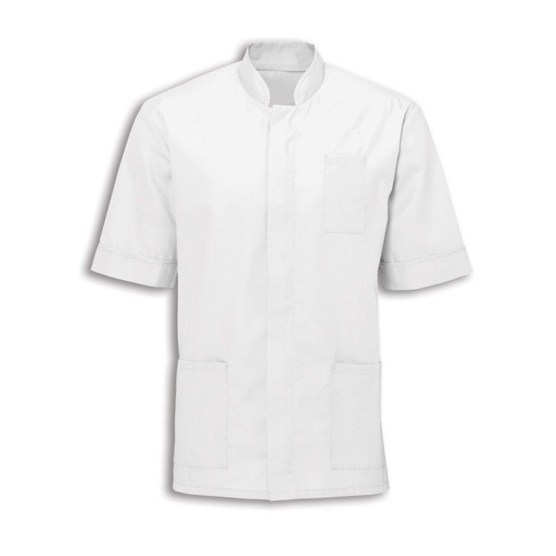 Men's Mandarin Collar Tunic (White with White Trim) - NM7
