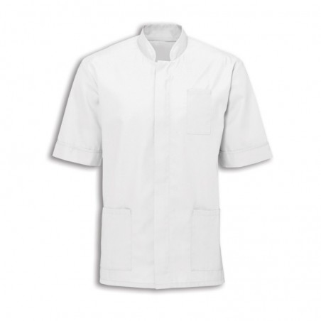 Men's Mandarin Collar Tunic (White with White Trim) - NM7 Men's Mandarin Collar Tunic (White with White Trim) - NM7