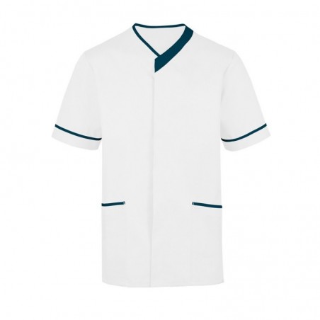 Men's Contrast Trim Tunic (White with Navy Trim) - NM54 Men's Contrast Trim Tunic (White with Navy Trim) - NM54
