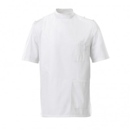 Men's Mandarin Collar Epaulette Tunic (White) - G91