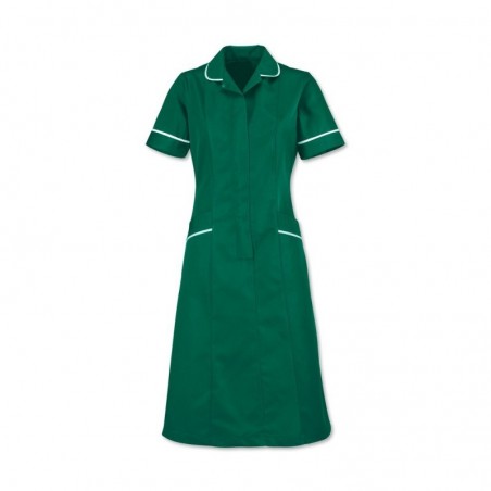 Soft Brushed Dress (Bottle Green With White Trim) - D308