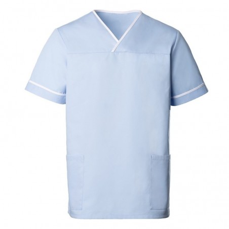 Unisex Contrast Trim Scrub Tunic (Pale Blue) - HP20 Unisex Contrast Trim Scrub Tunic (Pale Blue) - HP20