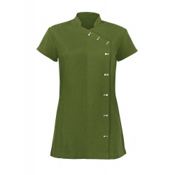 Women's Asymmetrical Button Tunic (Olive) - NF990