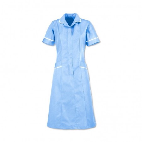 Soft Brushed Dress (Pale Blue With White Trim) - D308