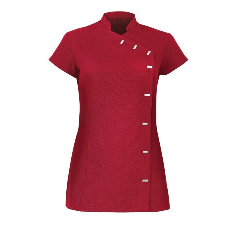 Women's Asymmetrical Button Tunic (Red) - NF990