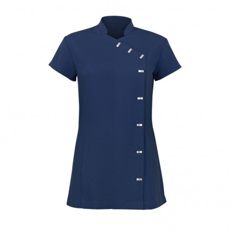 Women's Asymmetrical Button Tunic (Navy) - NF990