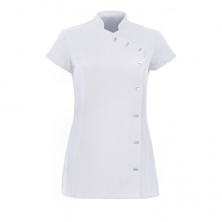 Women's Asymmetrical Button Tunic (White) - NF990