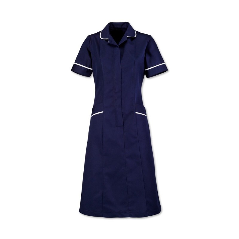 Soft Brushed Dress (Sailor Navy With White Trim) - D308