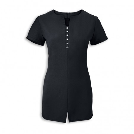 Women's Notch Neck Beauty Tunic (Black) - NF58 Women's Notch Neck Beauty Tunic (Black) - NF58