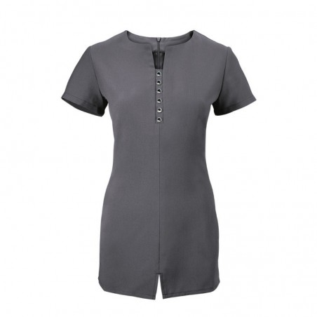 Women's Notch Neck Beauty Tunic (Charcoal) - NF58 Women's Notch Neck Beauty Tunic (Charcoal) - NF58