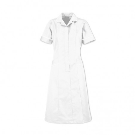 Soft Brushed Dress (White With White Trim) - D308