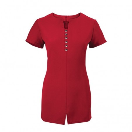 Women's Notch Neck Beauty Tunic (Red) - NF58 Women's Notch Neck Beauty Tunic (Red) - NF58