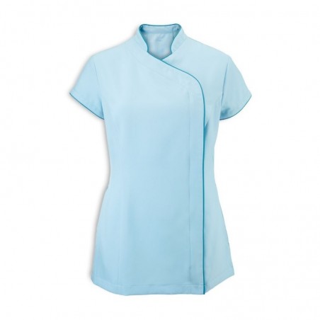 Women's Asymmetrical Zip Tunic (Teal with Peacock Trim) - NF59