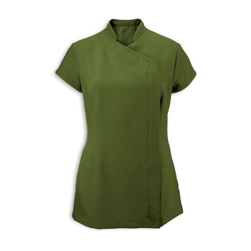 Women's Asymmetrical Zip Tunic (Olive) - NF59