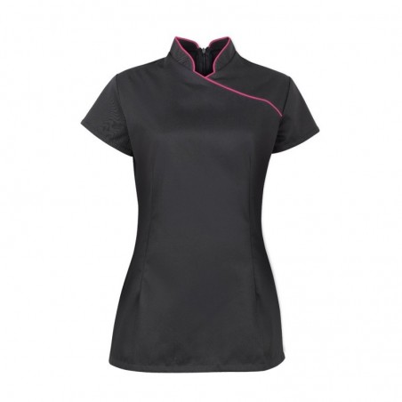 Women’s Contrast Piping Tunic (Black with Pink Trim) - NF977 Women’s Contrast Piping Tunic (Black with Pink Trim) - NF977