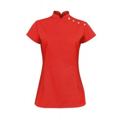 Women's Shoulder Button Tunic (Red) - NF959