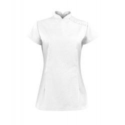 Women's Shoulder Button Tunic (White) - NF959