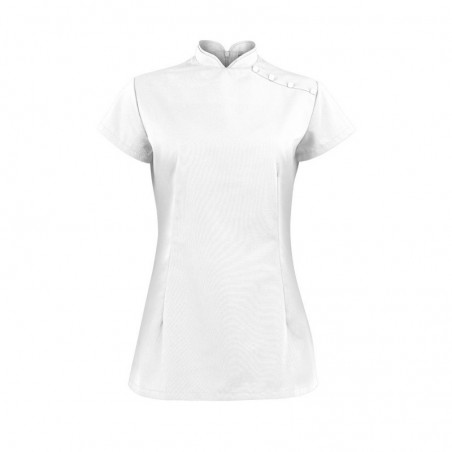 Women's Shoulder Button Tunic (White) - NF959 Women's Shoulder Button Tunic (White) - NF959