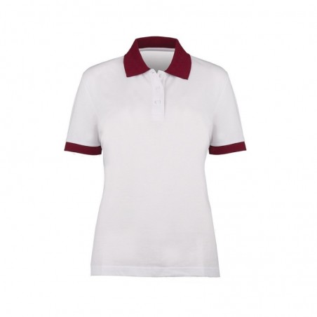 Women's Contrast Polo Shirt (White with Burgundy Trim) - HP234 Women's Contrast Polo Shirt (White with Burgundy Trim) - HP234