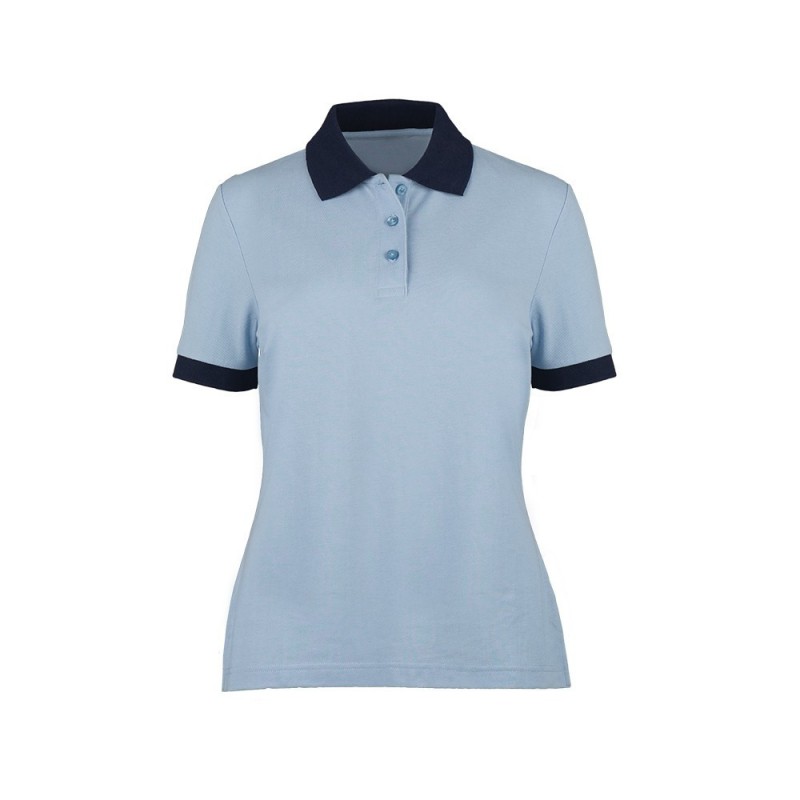 Women's Contrast Polo Shirt (Pale Blue with Navy Trim) - HP234