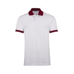 Unisex Contrast Polo Shirt (White with Burgundy Trim) - HP233