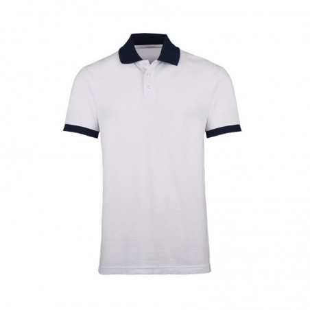 Unisex Contrast Polo Shirt (White with Navy Trim) - HP233