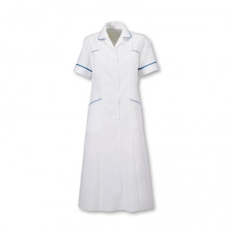 Trim Dress (White with Royal Box Trim) - H211W-B Trim Dress (White with Royal Box Trim) - H211W-B
