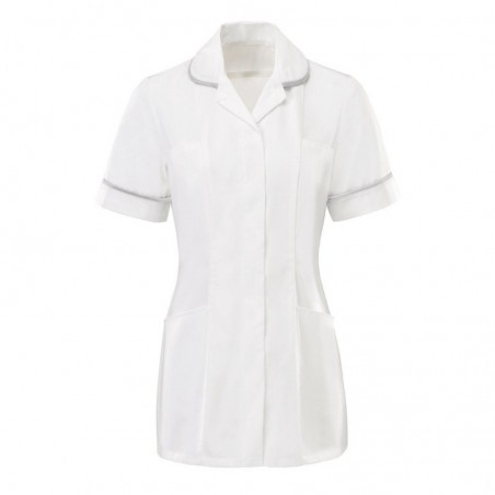 Women’s Tunic (White with Pale Grey Trim) - HP369W Women’s Tunic (White with Pale Grey Trim) - HP369W