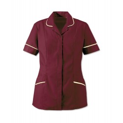 Women’s Soft-Brushed Tunic (Burgundy With Cream Trim) - D309