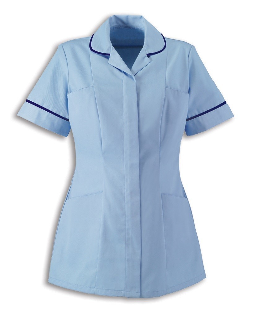 Women’s Healthcare Tunic (Pale Blue with Navy Trim) HP298 buy now at Healthcare Tunics & Uniforms