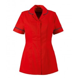 Women’s Healthcare Tunic (Red With Navy Trim) - HP298
