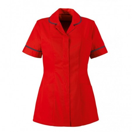 Women’s Healthcare Tunic (Red With Navy Trim) - HP298