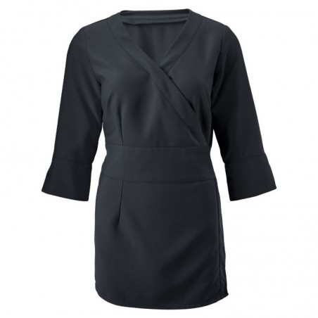 Women's 3/4 Sleeve Wrap Tunic (Black) - NF83 Women's 3/4 Sleeve Wrap Tunic (Black) - NF83